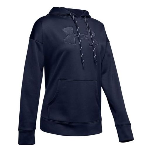 (WMNS) Under Armour Fleece Chenille Logo Hoodie 'Navy' 1348246-410