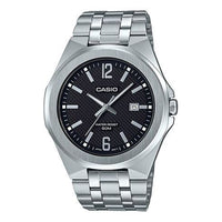 CASIO Waterproof Stainless Steel Strap Mens Black Analog MTP-E158D-1A