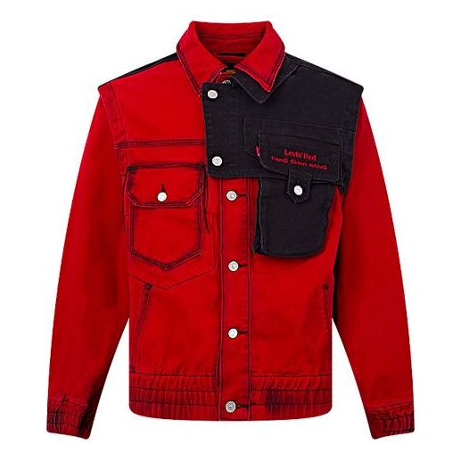 Men's Levis x FENG CHEN WANG Crossover Multiple Pockets Casual Red Jacket A1053-0000