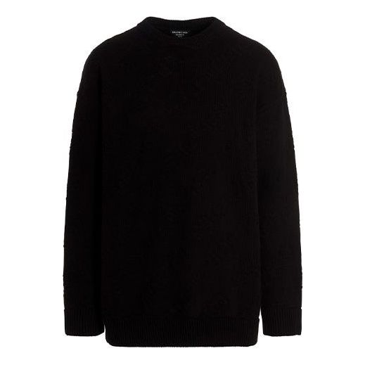 Balenciaga Jacquard Logo Knit Sweater 'Black' 662728T31661000