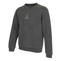 Men's Air Jordan As J Flt Hrtg Flc Crew Embroidered Logo Sports Solid Color Knit Pullover Round Neck Autumn Gray DO2308-011