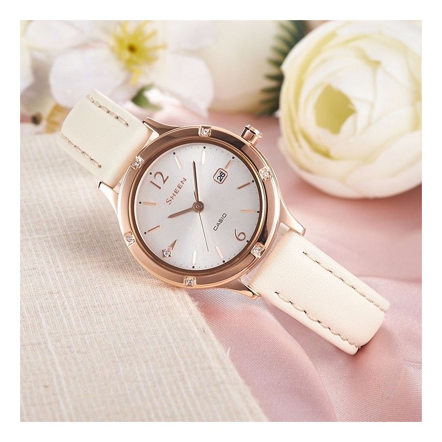 CASIO SHEEN Sapphire Crystal Quartz Waterproof Rose Gold Analog SHE-4533PGL-7AUPR