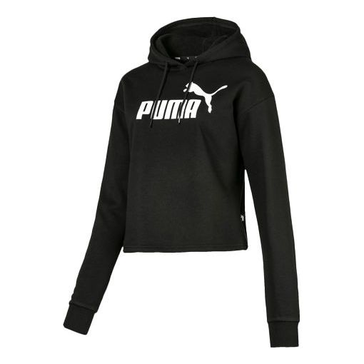 (WMNS) PUMA Elevated Essentials Cropped Fleece Hoodie 'Black' 580153-01