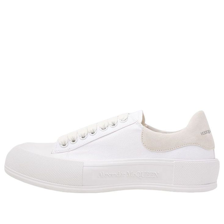 Alexander McQueen Deck Plimsoll Lace-Up Trainers 'White Beige' 707680W4MV79000