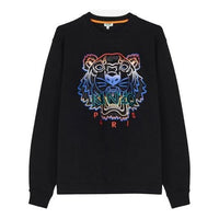 Men's KENZO Gradient Colorblock Tiger Head Embroidered Pattern Pullover Black PF965SW0084XE-99