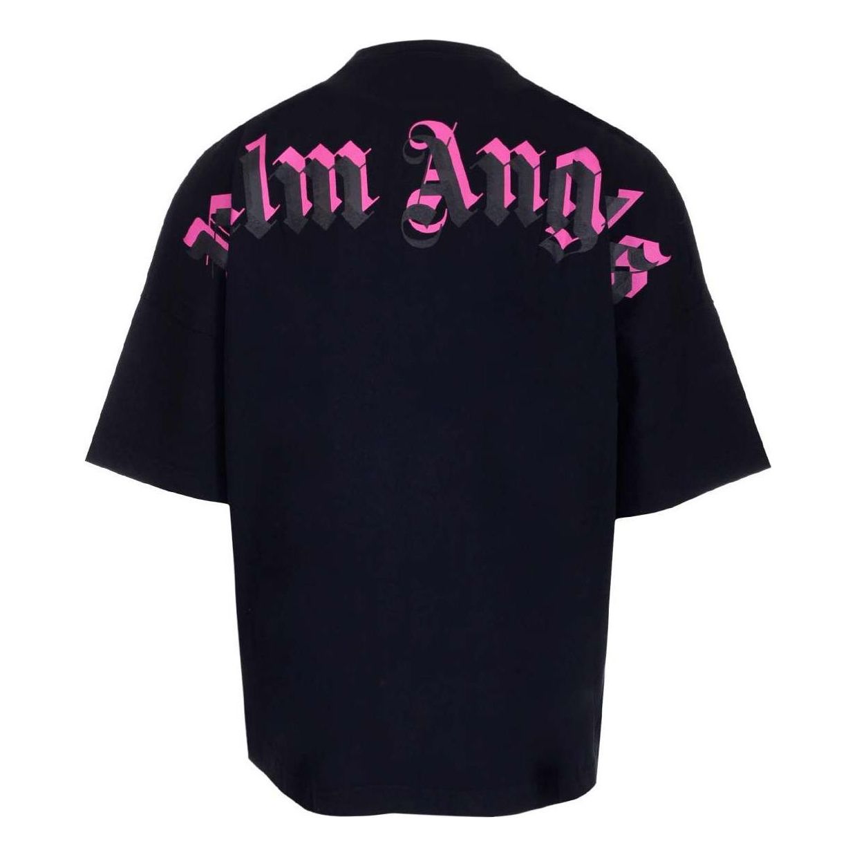 Palm Angels Doubled Logo Over Tee 'Black Fuchsia' PMAA002C99JER0031032