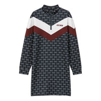 (WMNS) Skechers Contrast Panel Sporty Patchwork Dress 'Black White Pink' L121W036