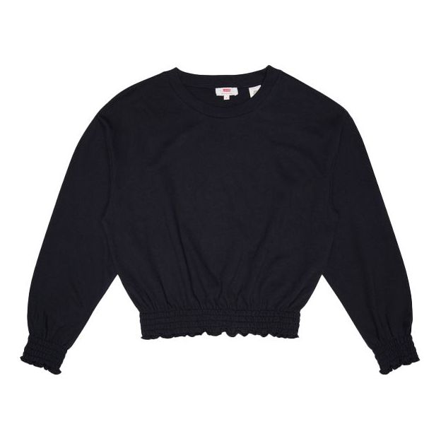 (WMNS) Levi's Casual Round Neck Long Sleeves Hoodie Black 85290-0005