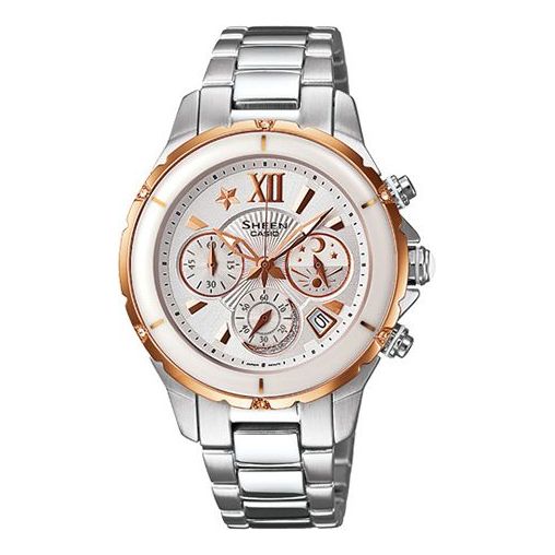 CASIO Waterproof Stainless Steel Strap White/Gold Analog SHE-5512SG-7ADF