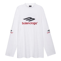 Balenciaga 3B Sports Icon Long Sleeve T-Shirt Oversized 'White Black Red' 720250TPVD79065