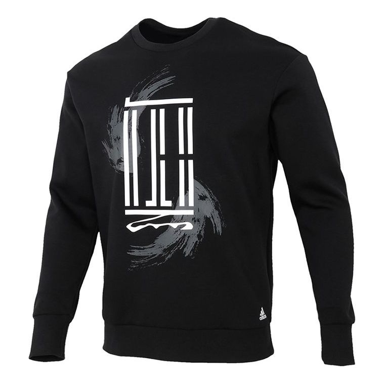 adidas Wj Swt Logo Printing Sports Round Neck Pullover Black GP0918