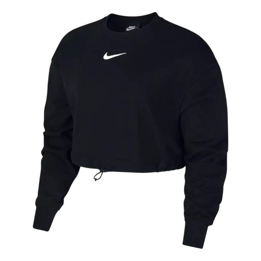 (WMNS) Nike Sportswear Swoosh French Terry Crewneck Top 'Black' CJ3767-010
