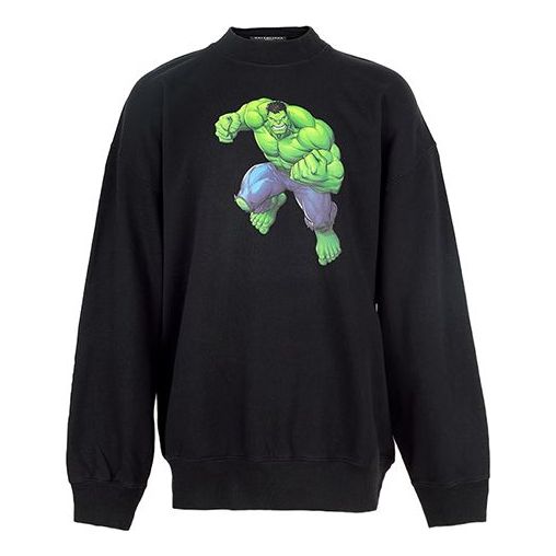 Balenciaga x Marvel Hulk-Print Boxy Crewneck Cotton Sweatshirt 'Black' 671125TLV581000