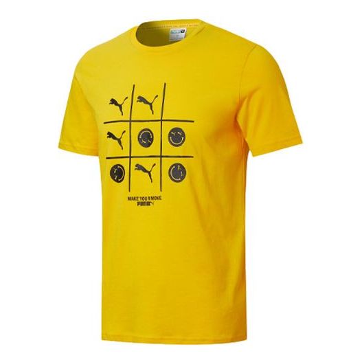 PUMA Letter Logo Printed Cotton Short Sleeve Yellow 530017-81