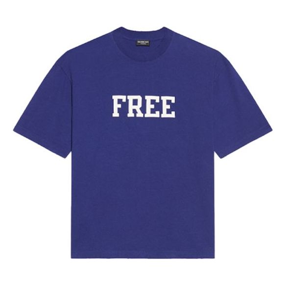 Men's Balenciaga FW21 Retro Knit Short Sleeve Navy Blue 612966TKVD33967