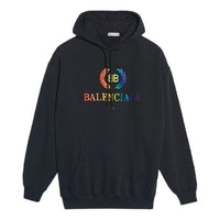 (WMNS) Balenciaga Embroidered Hoodie Black 570798TEV501000
