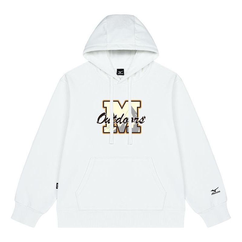 Mizuno Logo Print Hoodie 'White' A2CA2A39