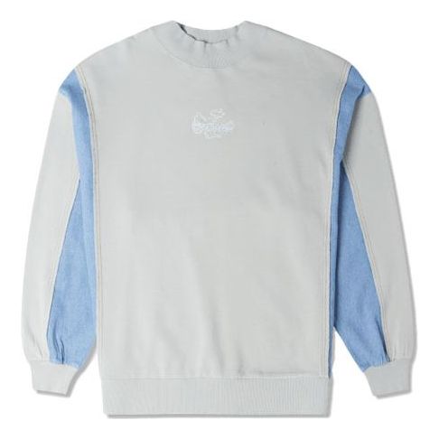 (WMNS) Converse Denim Patchwork Crew Sweatshirt 'Blue' 10025520-A02