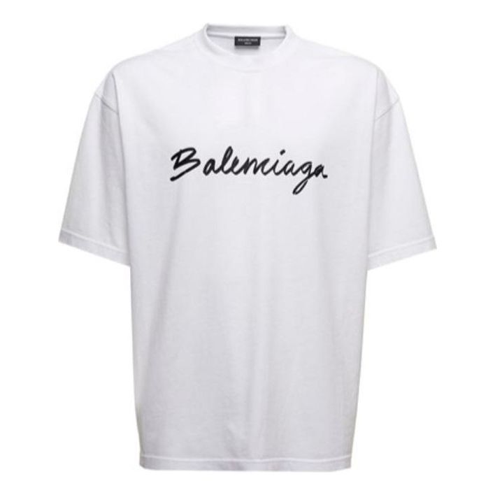 Balenciaga Script Logo T-shirt 'White/Black' 612966TMVB49040