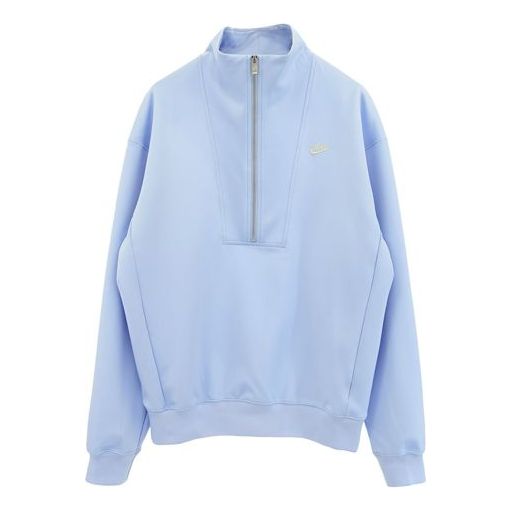 Men's Nike Back Alphabet Logo Printing Half Zipper Stand Collar Asia Edition Blue DQ4238-425