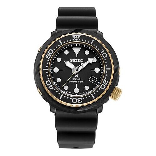 Men's SEIKO Prospex Series Solar Energy Small 200 Meter waterproof Sports Watch Black Gold SNE498J1