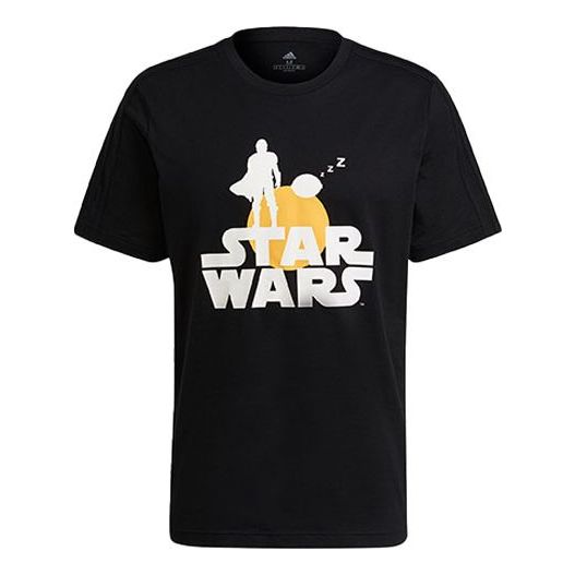 تيشيرت أديداس x ستار وورز كروس أوفر M Str Wrs Mnd T مطبوع عليه Star War Subject برقبة دائرية وأكمام قصيرة أسود GS6224