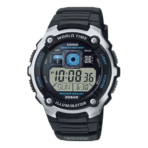 CASIO Waterproof Quartz Sports Shockproof Mens SilverBlack Digital AE-2000W-1A