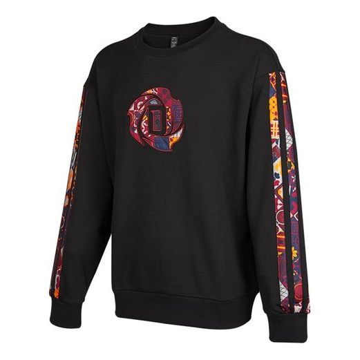 Men's adidas Mic Rose Crew Limited Printing Basketball Sports Round Neck Pullover Black HD7934