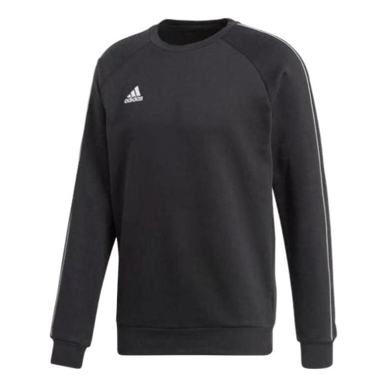 Men's adidas Solid Color Logo Printing Round Neck Pullover Long Sleeves Black CE9064