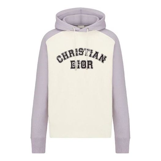 Men's DIOR x KENNY SCHARF Crossover FW21 Cotton Fleece hooded Long Sleeves Gray White Colorblock 193J647A0687-C880