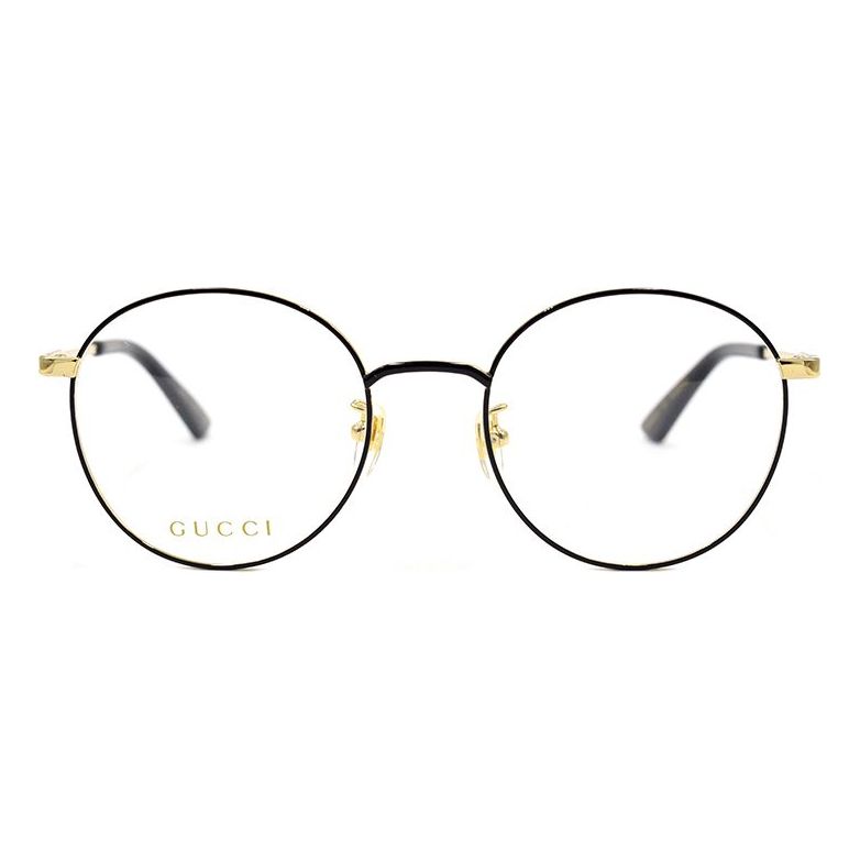 Gucci Metallic Series Business Version Optical Glasses Frame Circular Black Gold GG0862OA-001