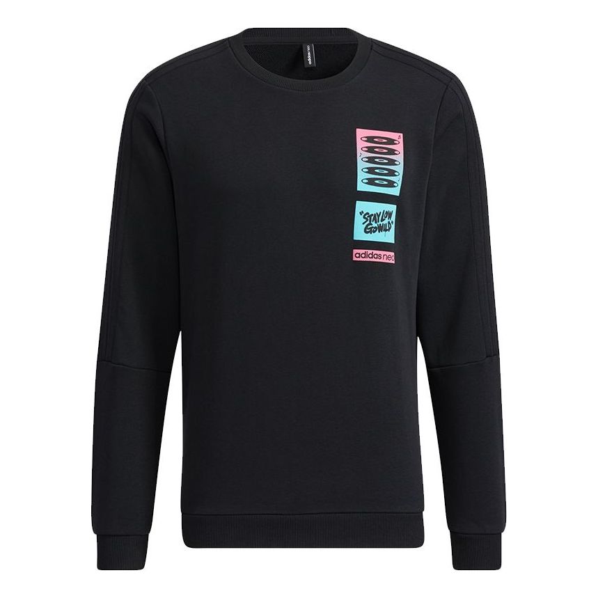 Men's adidas neo U Radio W Swt Casual Sports Round Neck Pullover Black HG9046