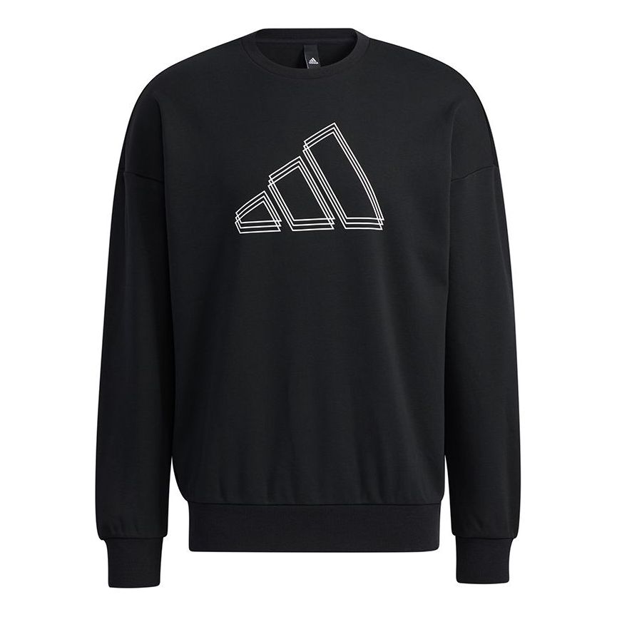 Men's adidas St Logo Sweat Logo Printing Sports Round Neck Pullover Black H39359
