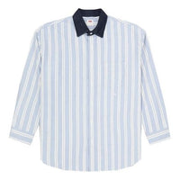 Men's Levis Series Lapel Pure Cotton Stripe Long Sleeves Blue Shirt 52355-0000