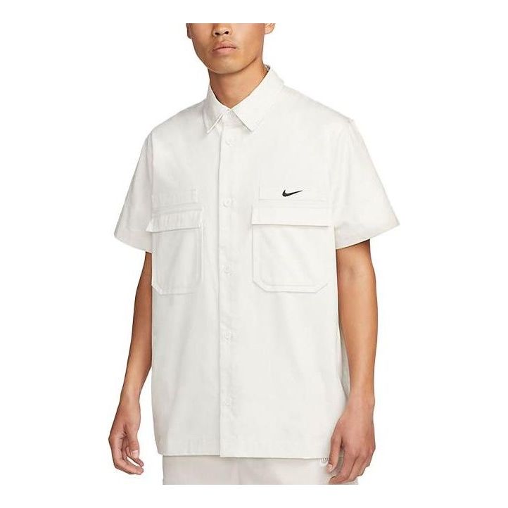 Nike Life Woven Military Short-Sleeve Button-Down Shirt 'White' DX3341-030