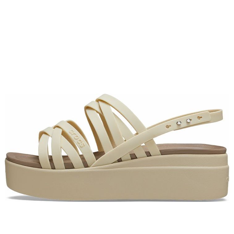 (WMNS) Crocs Brooklyn Strappy Low Wedge 'Bone' 206751-2Y2