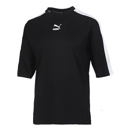 (WMNS) PUMA Classics Loose Splicing Short Sleeve Black 530006-01