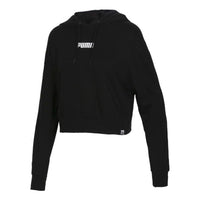 (WMNS) PUMA Logo Short Hoodie 'Black' 579612-01