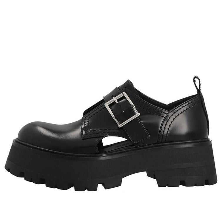 (WMNS) Alexander McQueen Buckle-Detailed Loafers 'Black' 733049WIC651081