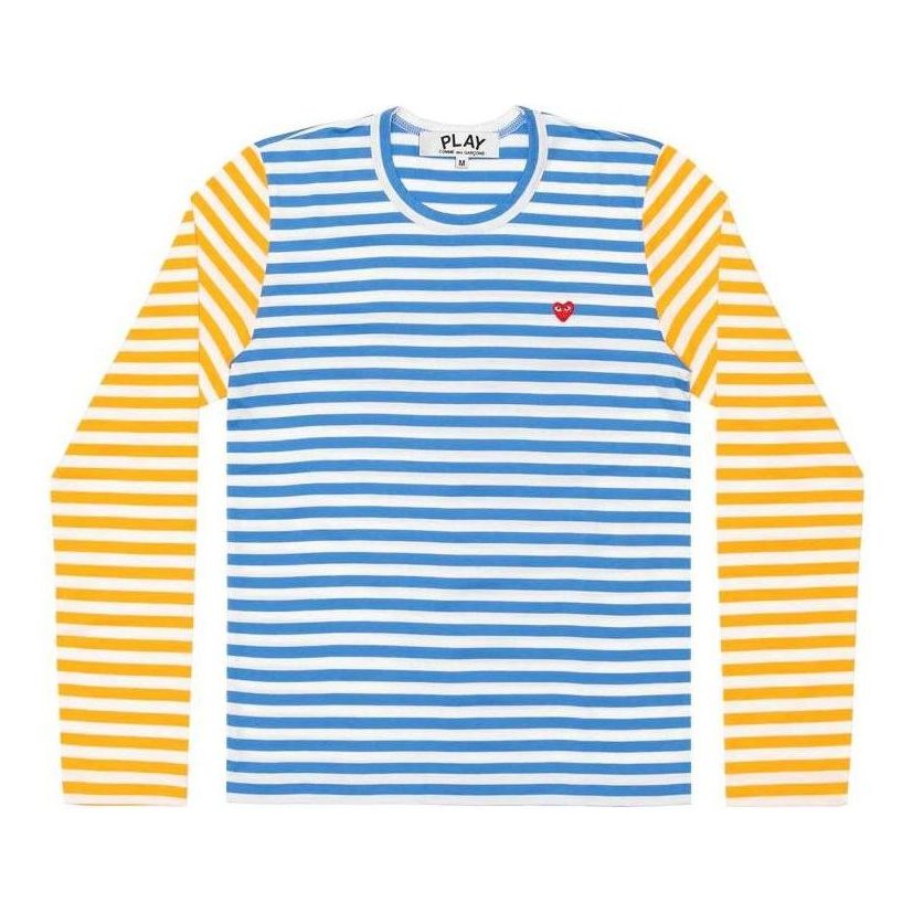 (WMNS) COMME des GARCONS PLAY L/S Bi-Colour Striped Small Emblem T-Shirt 'Blue Yellow' AZ-T317-051-1