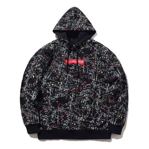 Li-Ning Red Flag Casual Sports Pullover Hoodie 'Black' AWDPB09-3