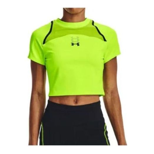 (WMNS) Under Armour Run Anywhere Crop T-shirt 'Neon Yellow' 1376816-369
