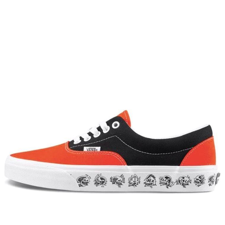 Vans Era Skeleton Printing Retro Casual Canvas Shoes Black Orange Colorblock 'Black Orange' VN0A38FRT5M