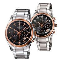 CASIO EDIFICE&SHEEN Series Quartz Silver/Gold Couple Black Analog EF-530P-1A&SHN-5003P-1A