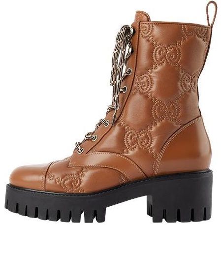 (WMNS) Gucci Quilted Lace-Up Boots 'Brown' 718386-DS8U0-2741