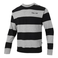 Men's Nike Logo Stripe Round Neck Long Sleeves Autumn Black Gray DN3987-063