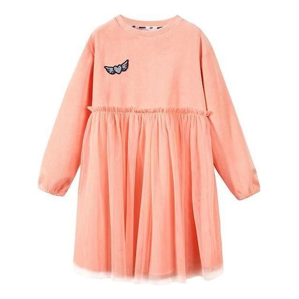 (GS) Skechers Fluffy Long Sleeve Dress 'Pink Grey' L422G106