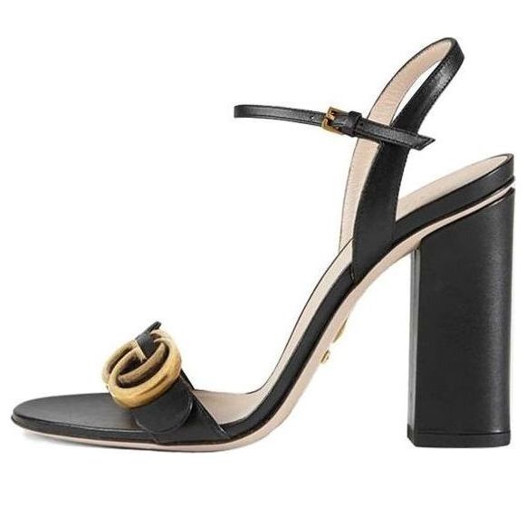 (WMNS) Gucci Sandal With Double G 'Black Leather' 453378-A3N00-1000