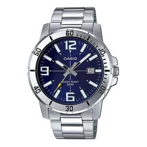 CASIO Stainless Steel Strap Waterproof Mens Silver Analog MTP-VD01D-2B