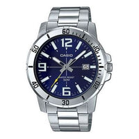 CASIO Stainless Steel Strap Waterproof Mens Silver Analog MTP-VD01D-2B